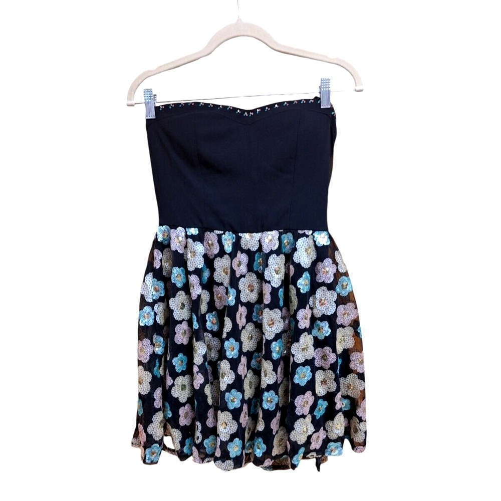 Filly Flair Sleeveless Dress Womens Sz Medium Black Floral Sequined NWT Formal